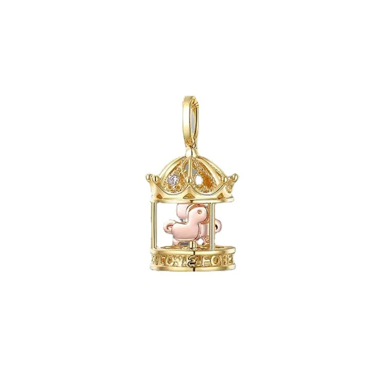 Gold Karussell Traum Anhänger Alles mit Halsbändern Funkelnde Eleganz Exklusives Design Perfekt als Geschenk. Ein Hauch von Luxus für Dich