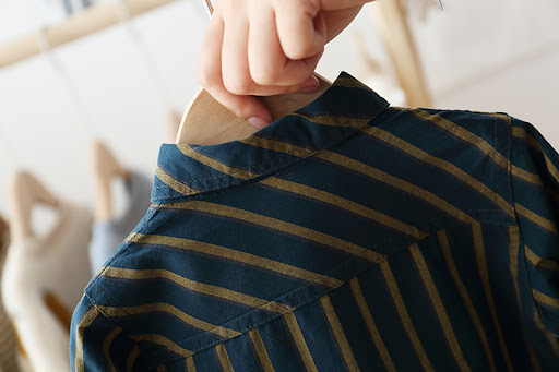 Title 15, Childrens Long-sleeved Striped Cotton Shirt, b...