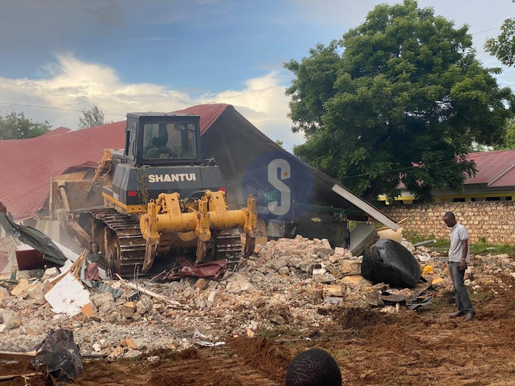 Demolition on land earmarked for the construction of the Sh 500 million county headquarters on April 4, 2024