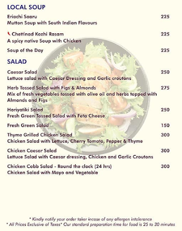 Coriander menu 