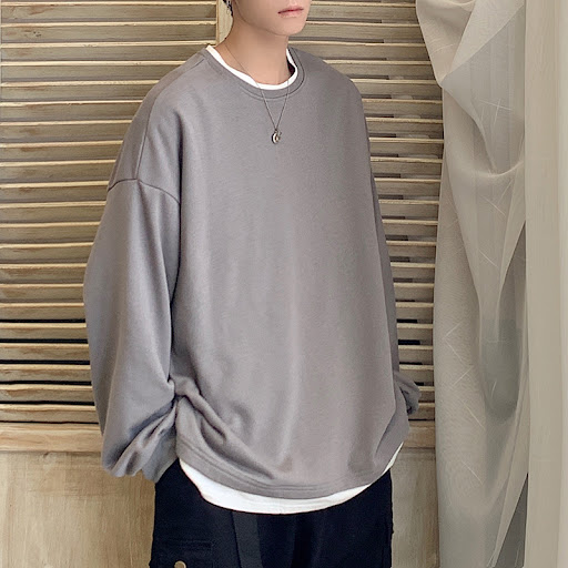 Title 8, Fake two lovers trend loose solid color sweater