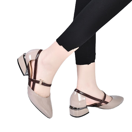 Title 7, Womens Hollow Toe Block Heel Patent Leather Sa...