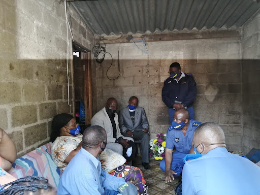 Police minister Bheki Cele at the home of Beatrice Nzama in Inanda.