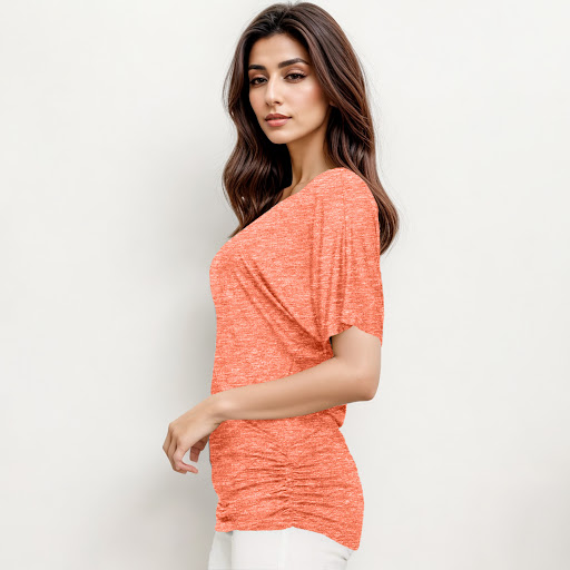 Title 17, Fashionable Yarn V-neck Loose Pleated Top