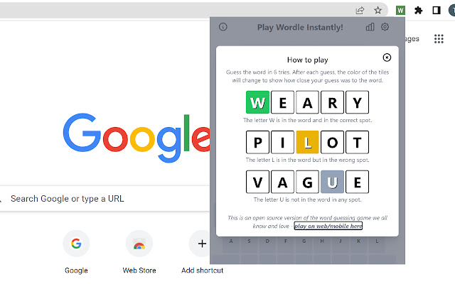 Wordle Game chrome extension