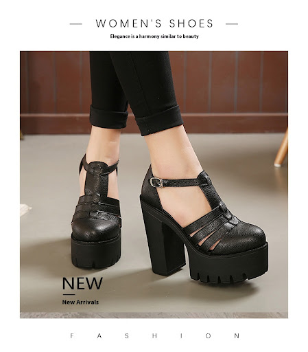 Title 11, Closed Toe High Heel Thick Bottom Waterproof Wo...