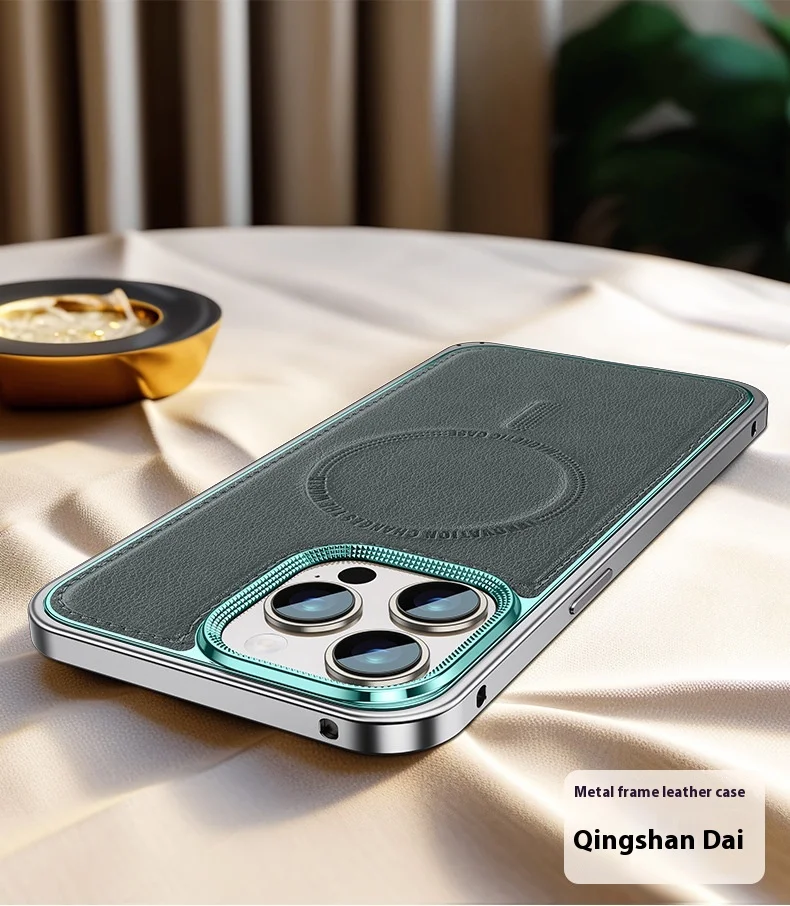 Phone Case with Spring Fastener, Leather Pattern, Drop-Resistant, Magnetic Suction. Protect your phone with this stylish