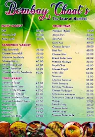 Bombay Chaat's menu 1