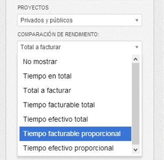 Configuración de filtros en el informe de proyecto.