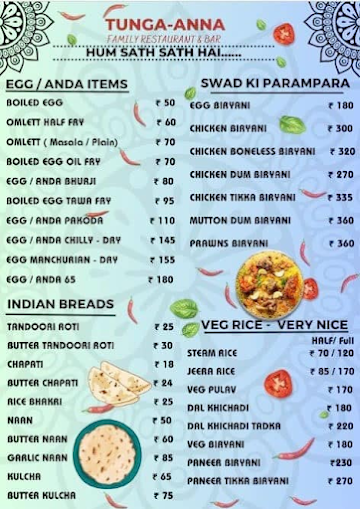 Tunga Anna Family Restaurant And Beer Bar menu 