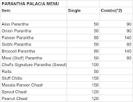 Parantha Palacia menu 1