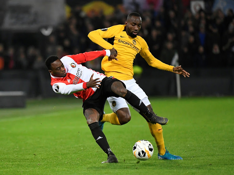 Young Boys' Nicolas Ngamaleu in action with Feyenoord's Ridgeciano Haps