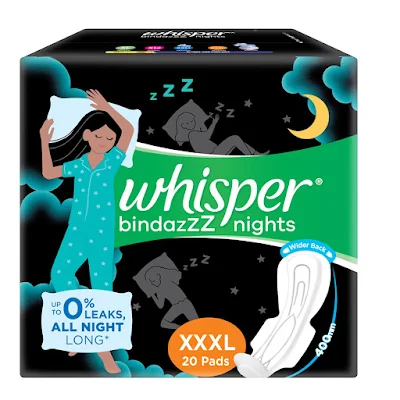 Whisper Ultra Nights Sanitary Pads - Xxxl Wings - 20 pcs