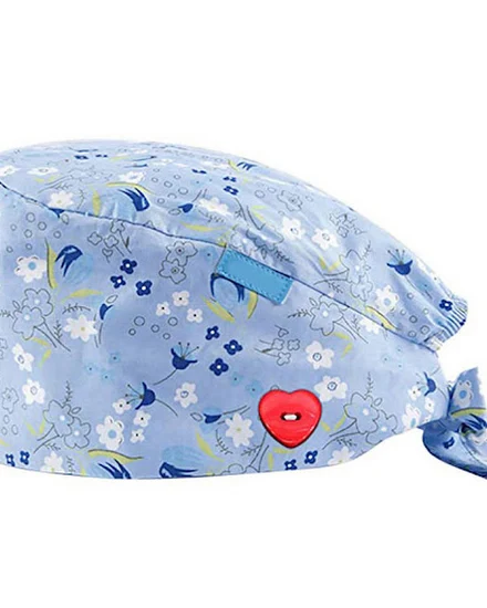 Surgical Cap Buckle Nurse Doctor Hat Pure Cotton Floral B... - 1