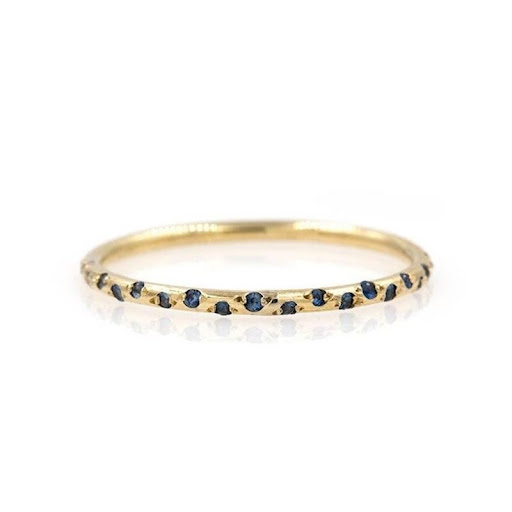 Title 2, Womens Micro-Inlaid Zircon Ring, Thin Star Sap...