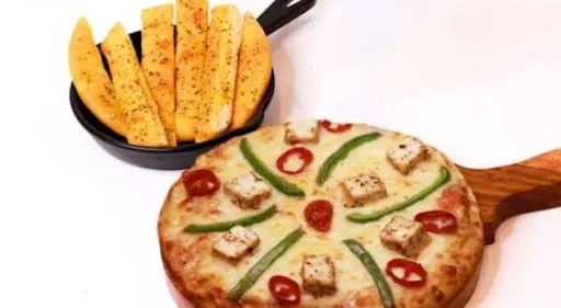 Italy Garlic Bread With Capsicum Paneer Pizza [12 Inches]