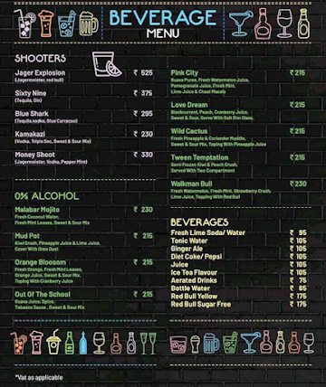 Walkman Bar menu 