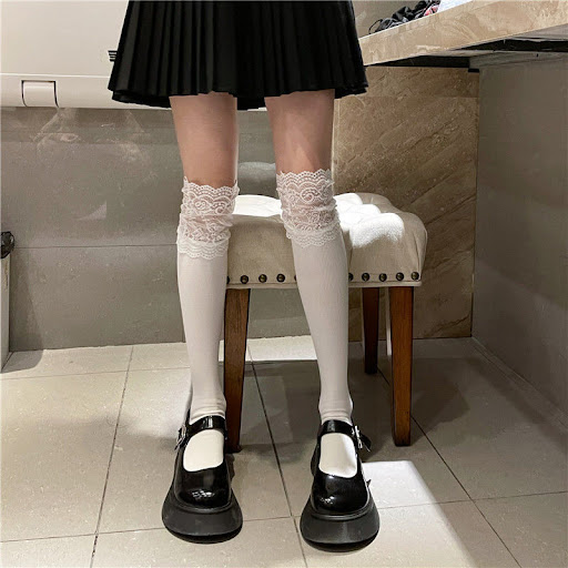 Title 4, Womens Fashionable Japanese Lace Calf Socks. E...