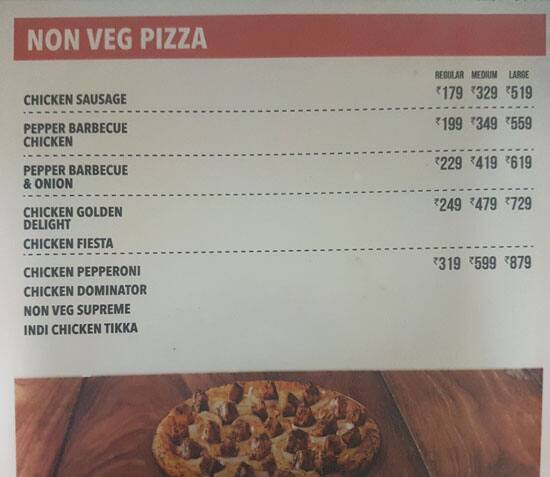 Domino's Pizza menu 