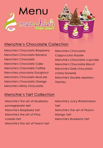 Menchies Frozen Yogurt menu 