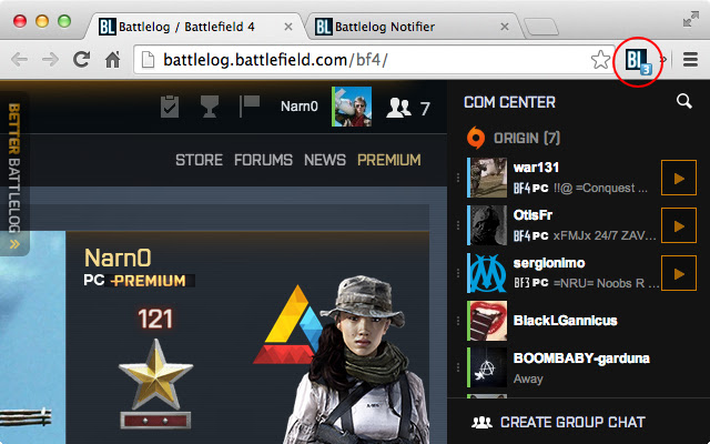 Battlelog Notifier chrome extension