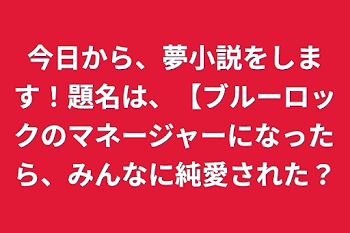 今日から、夢小説をします！題名は、【ブルーロックのマネージャーになったら、みんなに純愛された？