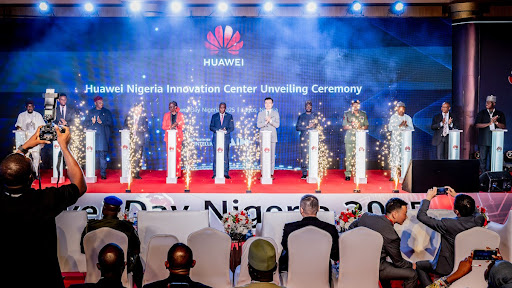 Huawei and state officials during the launch of the innovation centre in Lagos (Photo: X).