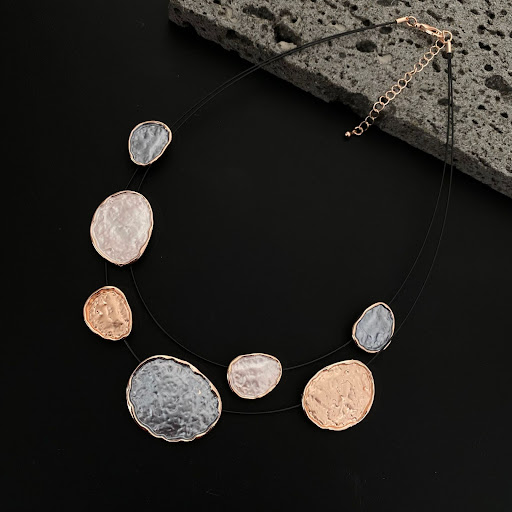 Title 4, Colorful Irregular Round Necklace Handmade. Uni...