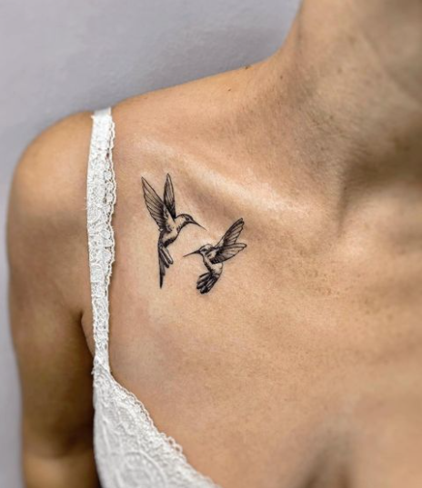 Bird tattoo on chest