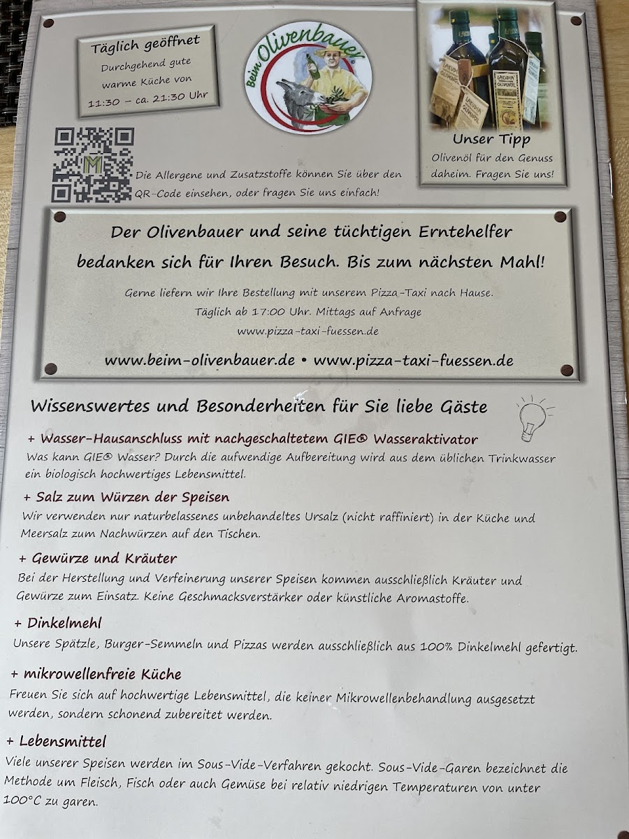 Beim Olivenbauer - Füssen gluten-free menu