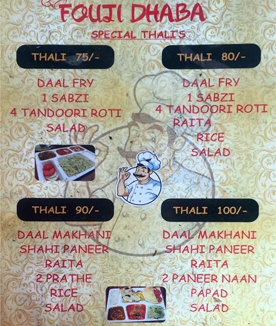 Fouji Dhaba menu 