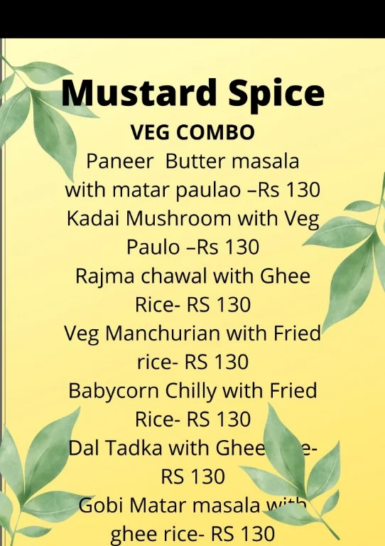 Mustard Spice menu 