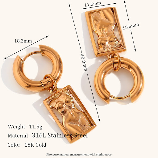Title 1, Vintage Art Pendant Gold Portrait Eardrop Jewel...