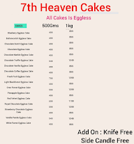 7th Heaven Cakes menu 1