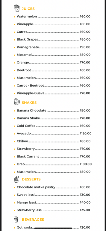 The Bhooka-Soor menu 