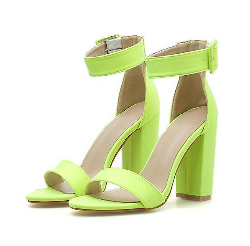 Title 3, Square sandals with high and thick heels for ul...