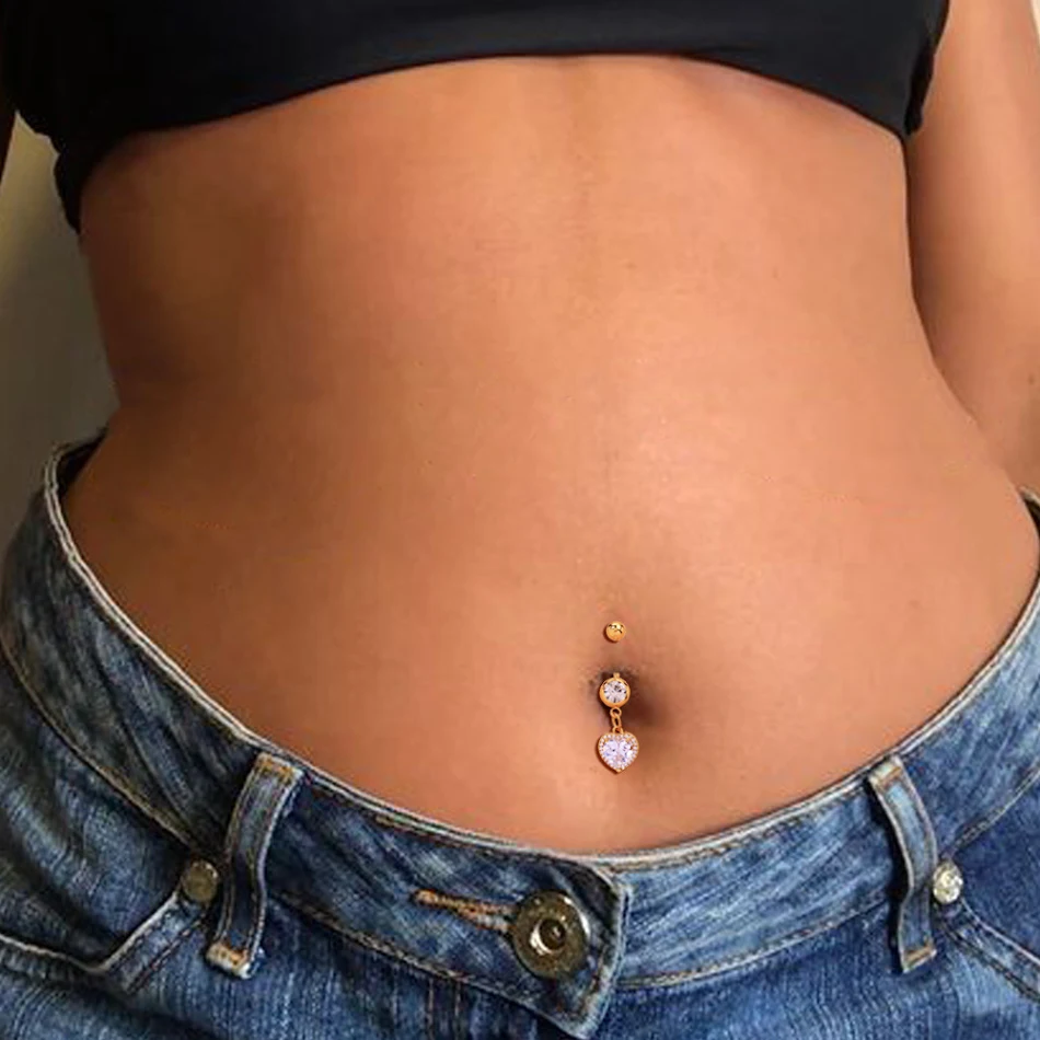 Bijou de nombril papillon zircon cœur, idéal pour un look élégant et féminin, offrant une brillance éclatante et un charme irrésistible.