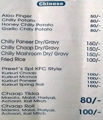 Preet's Food Point menu 