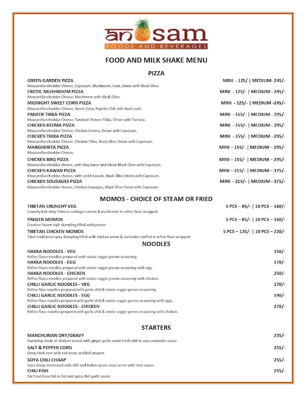 Anasam Foods And Beverages menu 