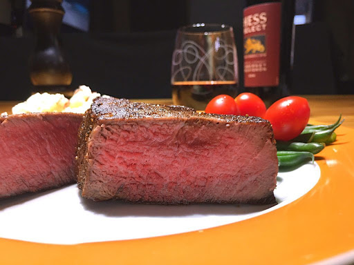 A beautiful medium-rare filet mignon