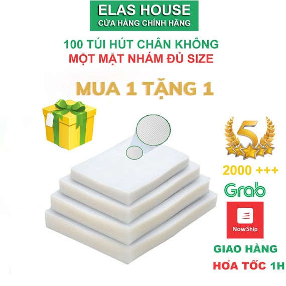 Túi Hút Chân Không Thực Phẩm Bô 100 Túi Hút Chân Không 1 Mặt Nhám (Tặng Set Túi Nhám 80K Cho Đơn Từ 289K)