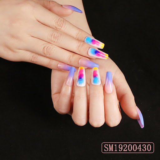 Title 1, 24 Pcs Set Coffin Long False Nails Rainbow Euro...