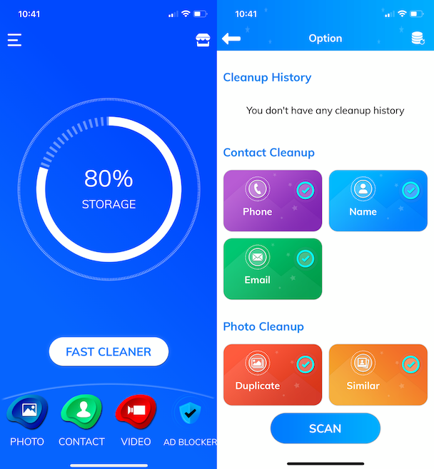 Screenshots of Boost Cleaner, one of the best phone cleaner apps for iPhone