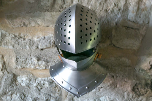 An armor helmet in the Kiek in de Kök Fortification Museum in Tallinn. 