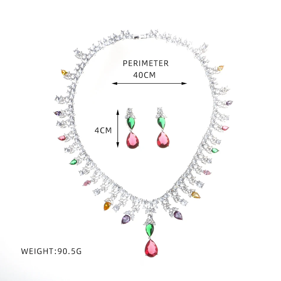 Ensemble Collier et Boucles d'Oreilles Zircon Rouge Mode Femme. Parfait pour offrir en cadeau et sublimer toutes vos tenues. Bijoux précieux