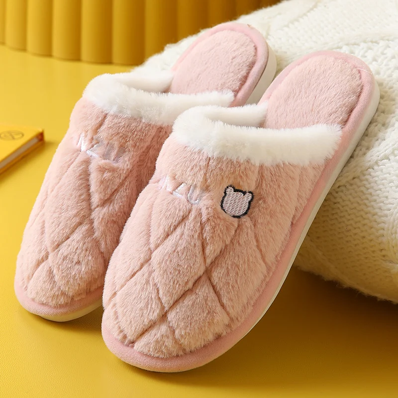 Pantoufles en coton pour couples femmes, utilisation intérieure à la maison en automne et en hiver, douces et chaudes, parfaites pour l'intérieur