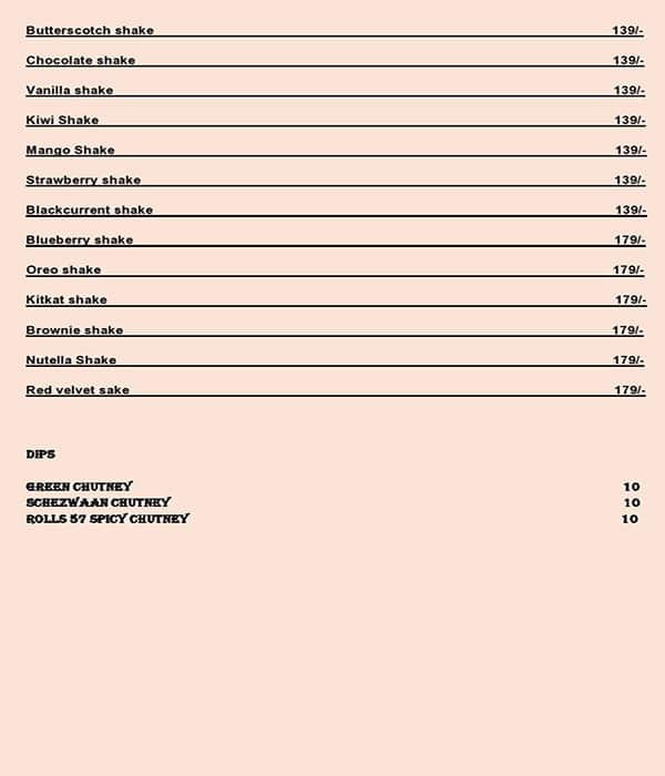 Rolls 57 menu 