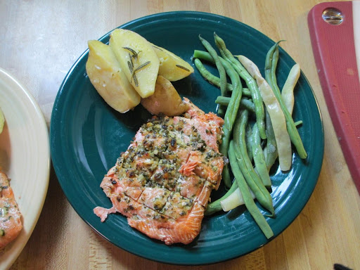 Fresh Garlic Pesto served on Fresh Alaska Salmon, does it get any better? 