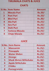 Tirumala Chats & Juice Chats menu 1