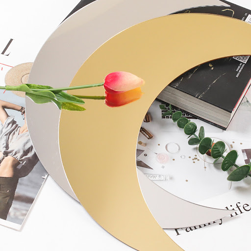 Title 6, Acrylic Golden Silver Lunar Eclipse Mirror. Enh...